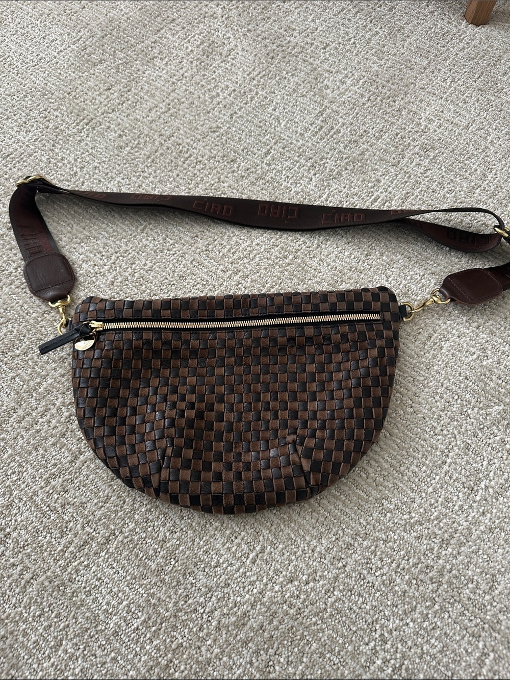 Woven Half-Moon Crossbody with Detachable Strap